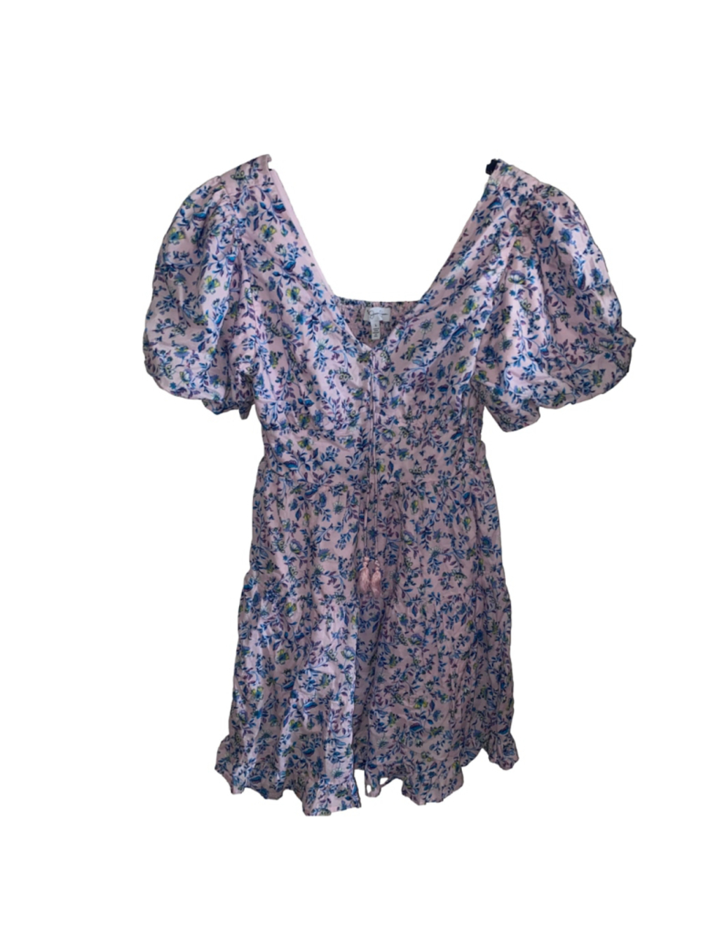 Women's Jessica Simpson Puff Sleeve Floral Mini Dress, Size L, Pink and Blue
